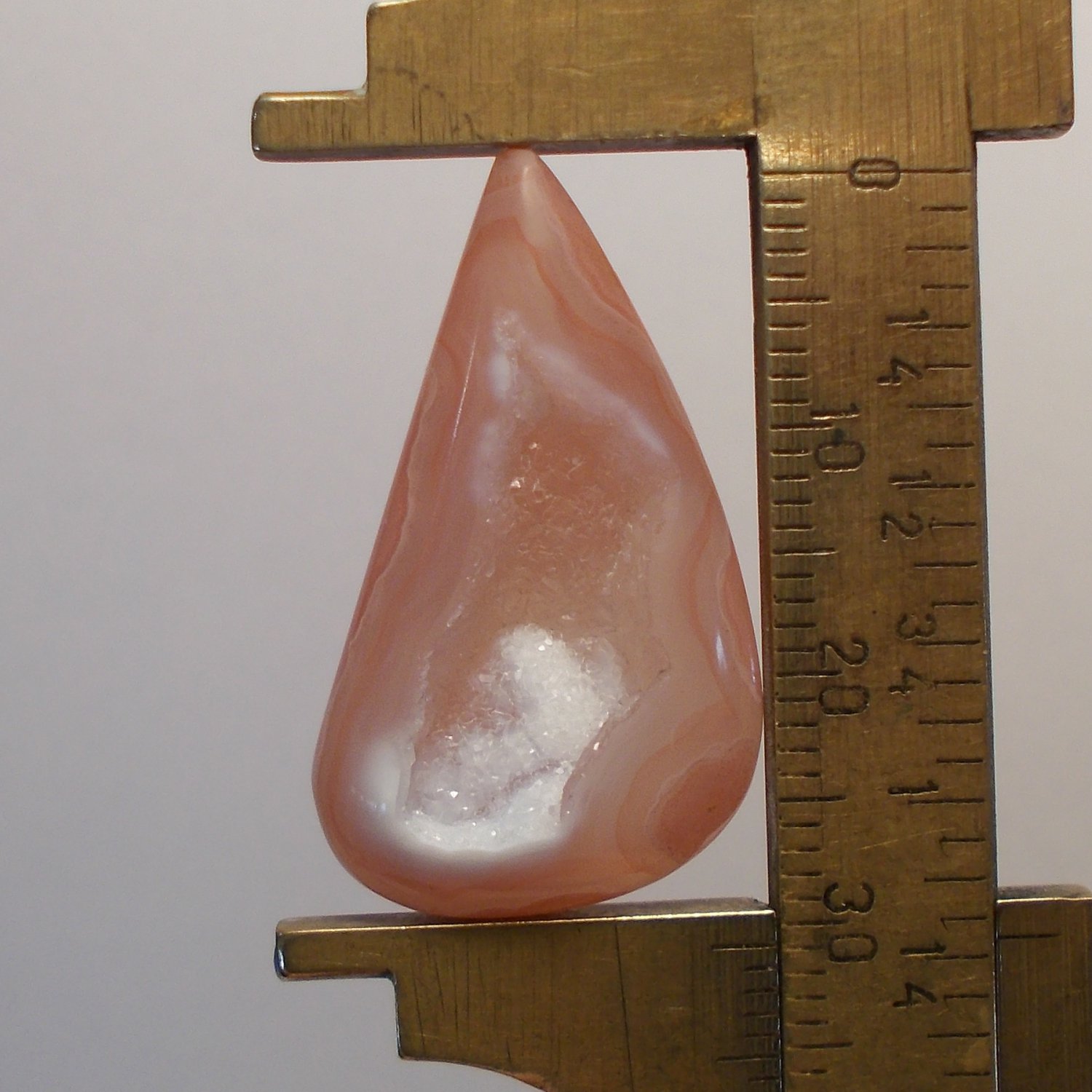 Druzy pink agate cabochon, 31X22mm freeform drop
