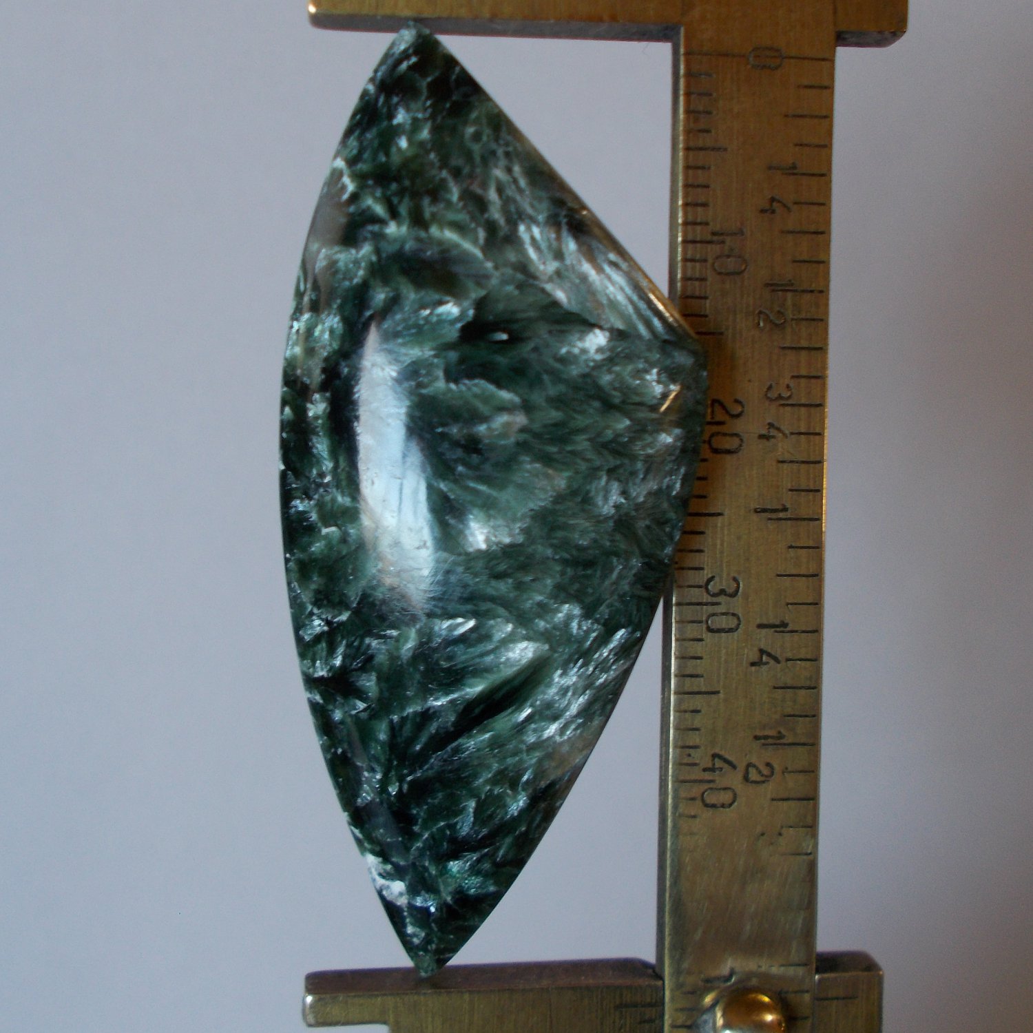 Seraphinite cabochon, 52X23mm freeform