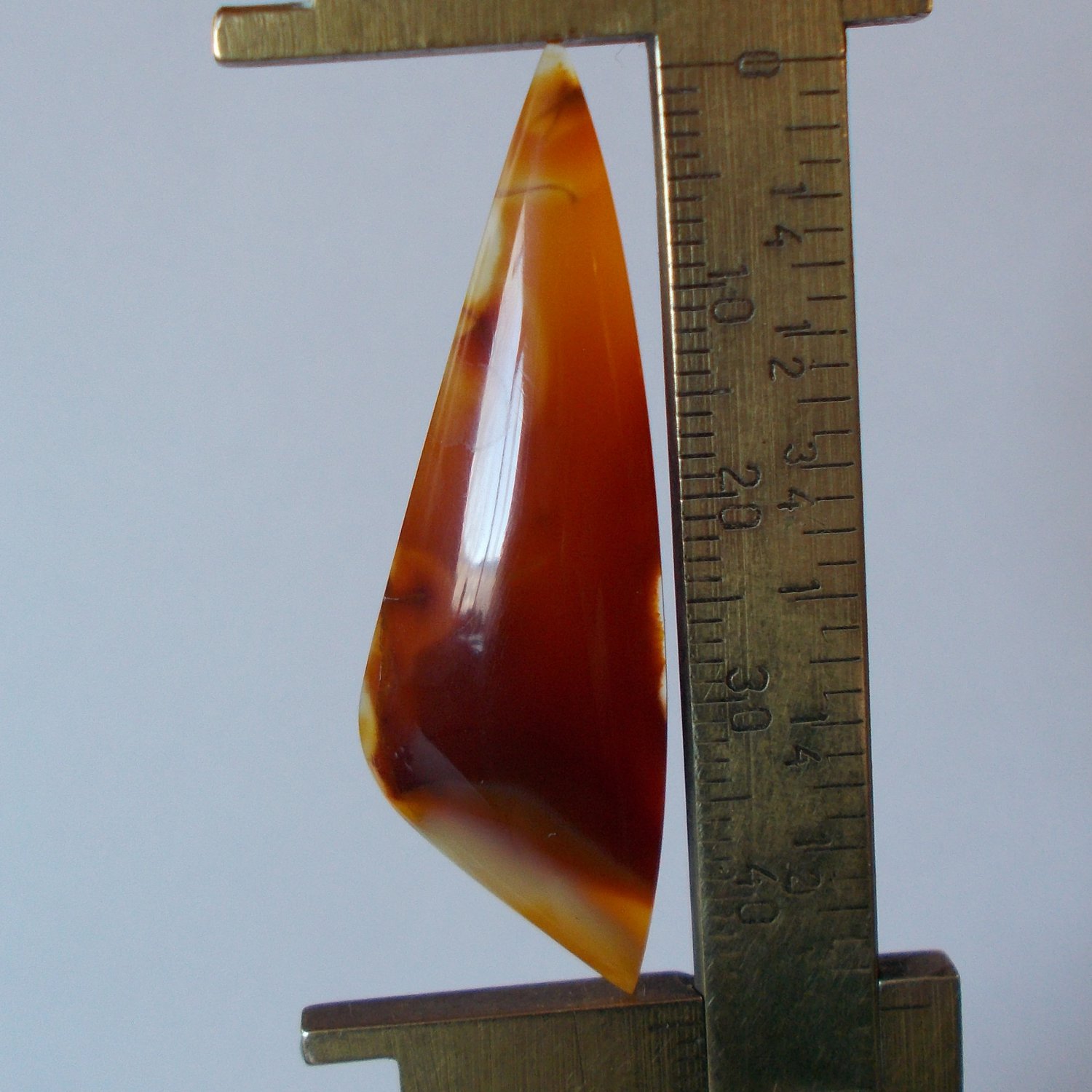 Carnelian agate cabochon, 46.5X15mm freeform