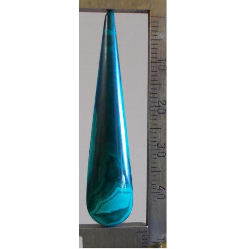 Malachite cabochon, 49X10.5mm long drop