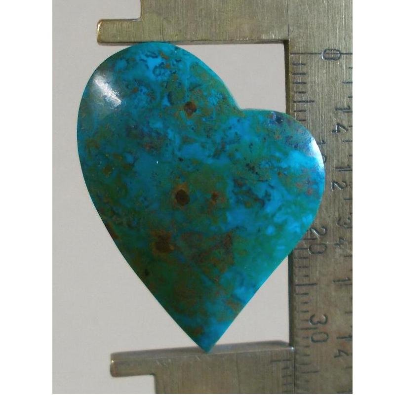 Chrysocolla cabochon, 33.5X26.5mm lazy heart