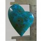 Chrysocolla cabochon, 33.5X26.5mm lazy heart
