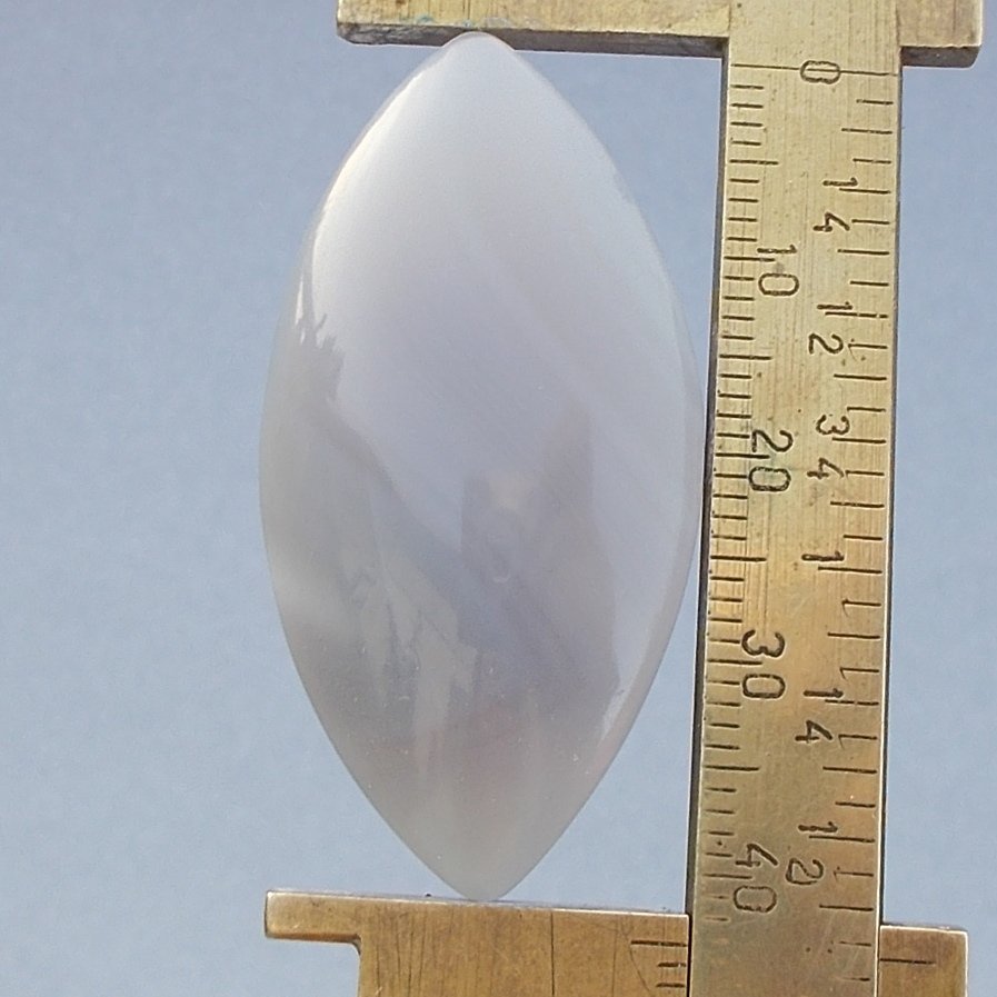 Gray agate cabochon, 43.4X22mm marquis