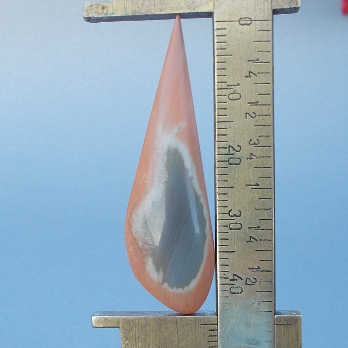 Imperial jasper cabochon, 46.3X14mm freeform drop
