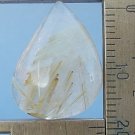 Rutilated quartz cabochon, 19.7X14.7mm freeform drop