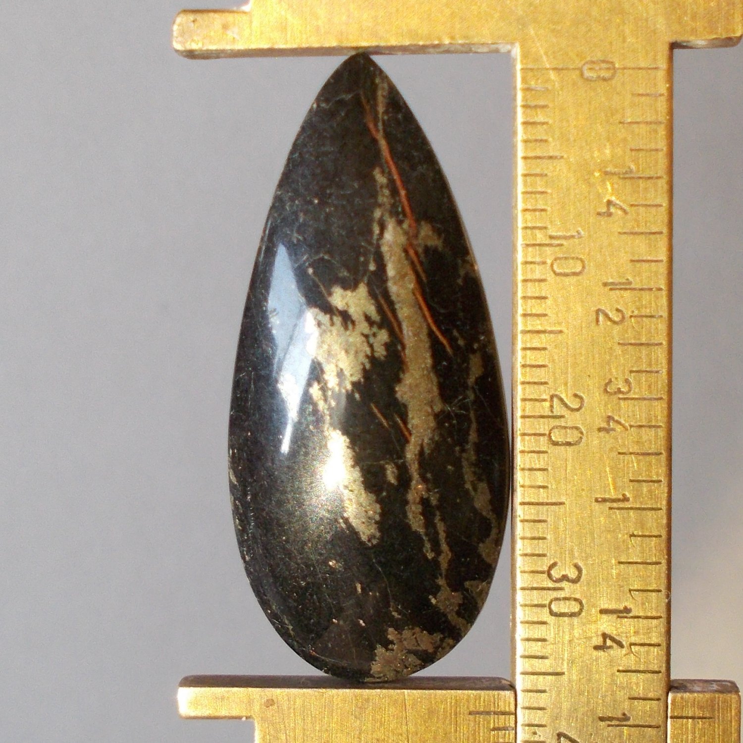 Apache gold cabochon, 37.2X16.7mm drop