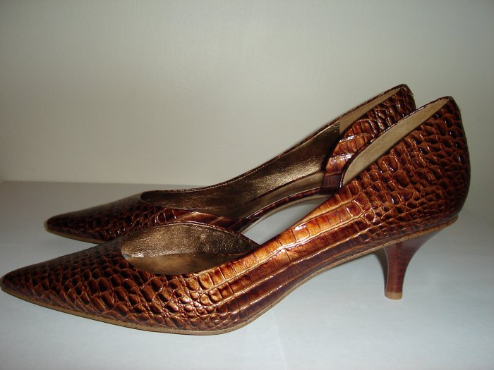 Nine West Brown Croc leather heels