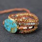 Natural Stones Gilded Stone Charm 5 Strands Wrap Bracelets for women and men Handmade