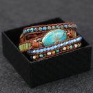 Mixed Natural Stones Charm 5 Strands Wrap Bracelets for women and men Handmade