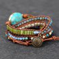 Mixed Natural Stones Charm 5 Strands Wrap Bracelets for women and men Handmade