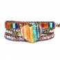 Handmade 7 Chakra HEART shape charm Leather Wrap Bracelet&Bangle for Women Men yoga energy