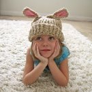 Lamb Eared Soft Knit Hat Beige Lamby Toddler to Kid Size