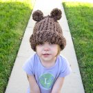 CoCoaBear Head Chocolate Bear Eared Toddler to Kid Sized Soft Knit Hat