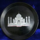 9" Black Marble Plate Taj Mahal Design Historical Arts Kitchen & Serving Gift