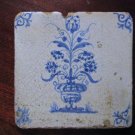 Antique 18th Century Blue and White Delft Flower Vase Tile