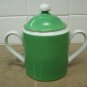 Fitz & Floyd Green and White Sugar Bowl & Lid