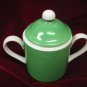 Fitz & Floyd Green and White Sugar Bowl & Lid