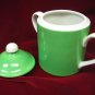 Fitz & Floyd Green and White Sugar Bowl & Lid