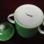 Fitz & Floyd Green and White Sugar Bowl & Lid