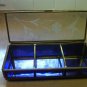 6" Vintage Rectangular Brass & Purple Glass Footed Box