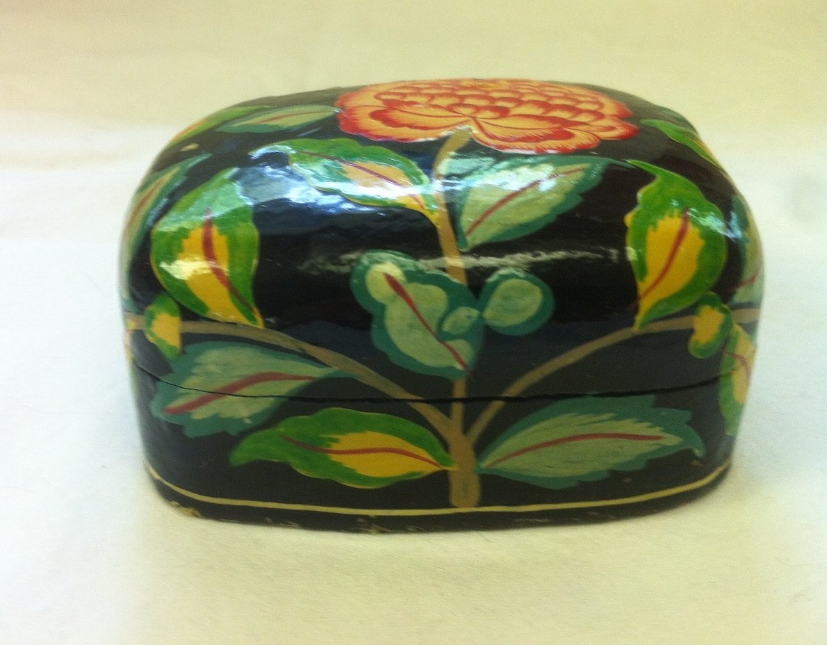 Paper Mache' Box with Flowers from India