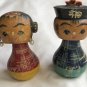 Old Wooden Chinese Man & Woman Bobbleheads