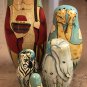 Vintage Nested Dolls 5 Noah's Ark - Noah, Giraffes, Zebras, Elephants, Doves