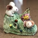 Basil Matthews England Figurine 2 White Mice in the Meadow - Signed