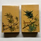 2 Old Small Lacquered Wood Boxes  Hand Painted Bamboo Scene