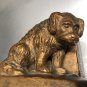 Old Hallmarked Cold Painted Chalkware Dog & Bone Match Holder