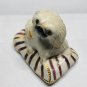 Basil Matthews England White Pekingese Figurine on Gold Striped Cushion