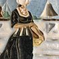 Tube Lined Koninklijke Porceleyne Fles Royal Delft Cloisonne Tile - Volendam woman