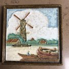 Tube Lined Koninklijke Porceleyne Fles Royal Delft Cloisonne Tile - Boats & Windmill