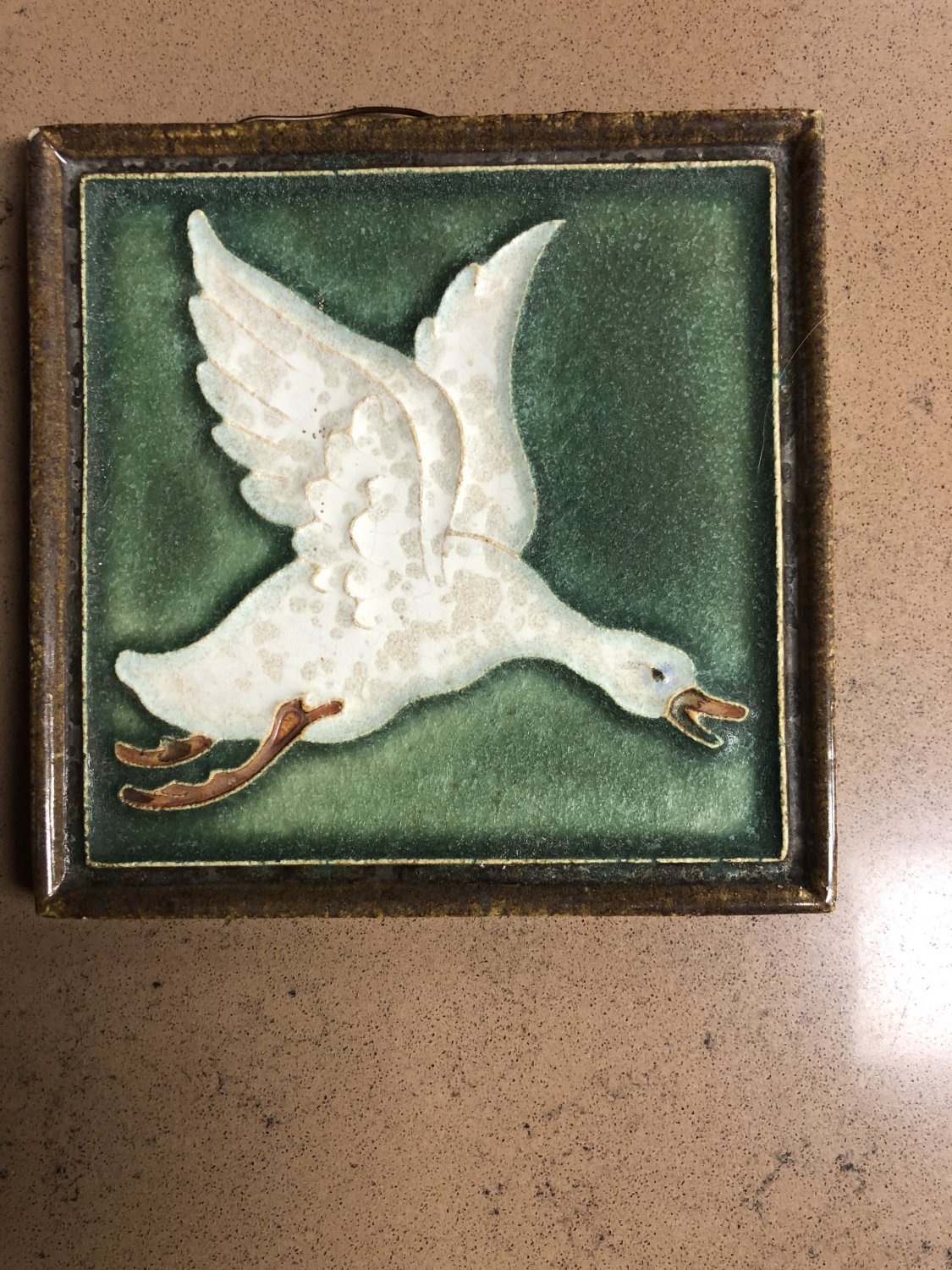 As-Is Tube Lined Koninklijke Porceleyne Fles Royal Delft Cloisonne Tile - Flying Goose