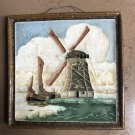 1945 Tube Lined Koninklijke Porceleyne Fles Royal Delft Cloisonne Windmill & boat