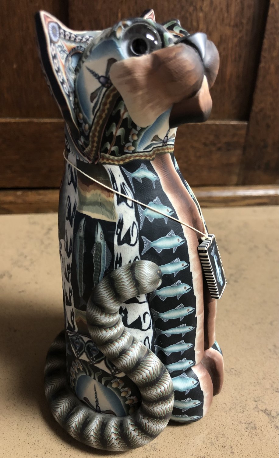 Large Jon Anderson Fimo Polymer Clay Southwest Kokopelli Design Cat