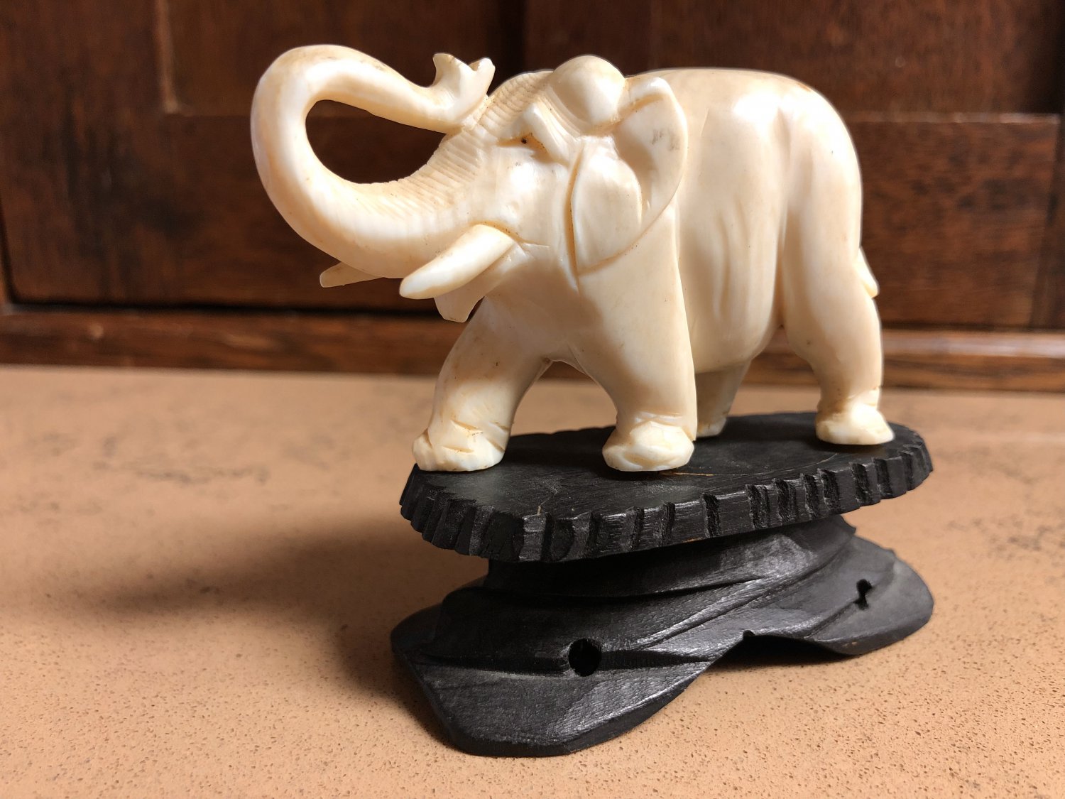 Well Carved Natural Material Elephant on Stand