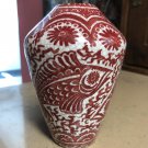 Rare Royal Delft Porceleyne Fles Rood (Red Crackle) Craquele Vase with 3 Fish