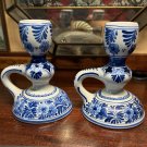 2 Royal Delft De Porceleyne Fles Delft Chambersticks Candlesticks