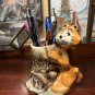 Vintage Newcomb Ceramic Orange Tabby Cat Trash Bin
