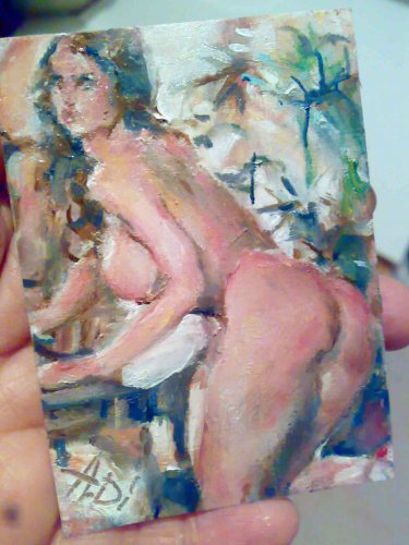 Original nudes art aceo, aceo oil/canvas impressionism,sexy naked beauty portrai