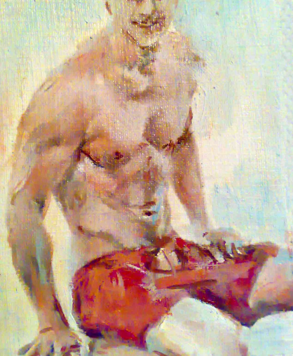 Original art, nude,gay art interest,sexy boy in love,male torso,muscle man portrait