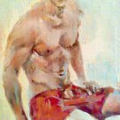Original art, nude,gay art interest,sexy boy in love,male torso,muscle man portrait