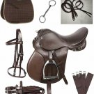 Lusoro Horse Saddle Jumping English Horse Saddle Set Brown Genuine Leather
