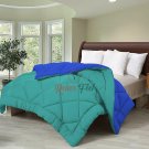 Double Bed Reversible Comforters, Fabric Cotton 300 GSM, Color-Royal Blue &Green