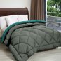Double Bed Reversible Comforters, Fabric Cotton 300 GSM, Teal & Light Grey