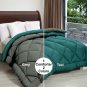 Double Bed Reversible Comforters, Fabric Cotton 300 GSM, Teal & Light Grey