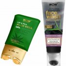 WOW Skin Science Aloe Vera Gel Massager 120ML & Charcoal Face Wash 100ML