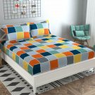 Double King Size Printed Bedsheets+ 2 Pillow Covers,(Multicolor) 144 TC Cotton
