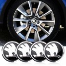 4pcs 56mm Decal Badge Emblem Stickers Fits Skoda Wheel Centre Hub Caps Black